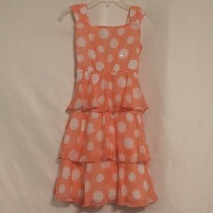 Peach and White Polka Dot Dress